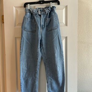 Zara Light Blue High-Rise Paperbag Jeans Size 2